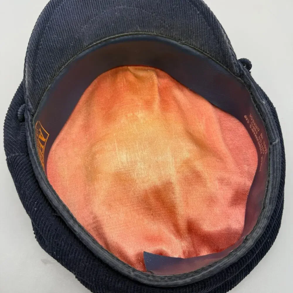 Vintage Aegean Greek Fisherman’s Cap Braided Hat Dark Blue Cotton 7 5/8 Greece